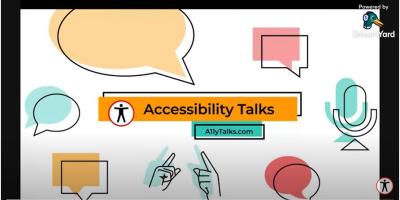 Illustrated Chat bubbles with the test Accessibility Talks AllyTalks.com