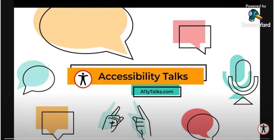 Illustrated Chat bubbles with the test Accessibility Talks AllyTalks.com